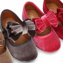 New stylized little Mary Jane shoes with velcro strap and DOUBLE BOW in velvet.