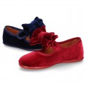 New stylized little Mary Jane shoes with velcro strap and DOUBLE BOW in velvet.