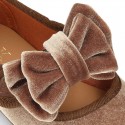 New stylized little Mary Jane shoes with velcro strap and DOUBLE BOW in velvet.