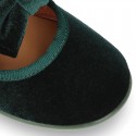 New stylized little Mary Jane shoes with velcro strap and DOUBLE BOW in velvet.