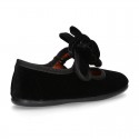 New stylized little Mary Jane shoes with velcro strap and DOUBLE BOW in velvet.