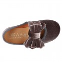 New stylized little Mary Jane shoes with velcro strap and DOUBLE BOW in velvet.