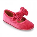 New stylized little Mary Jane shoes with velcro strap and DOUBLE BOW in velvet.