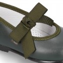 New Classic Soft Nappa leather little Mary Jane shoes with velcro strap and ribbon.