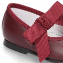 New Classic Soft Nappa leather little Mary Jane shoes with velcro strap and ribbon.