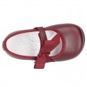 New Classic Soft Nappa leather little Mary Jane shoes with velcro strap and ribbon.