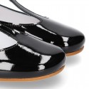 T-strap little Mary Jane shoes in BLACK patent leather.