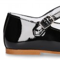 T-strap little Mary Jane shoes in BLACK patent leather.