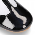 T-strap little Mary Jane shoes in BLACK patent leather.