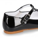 T-strap little Mary Jane shoes in BLACK patent leather.