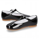T-strap little Mary Jane shoes in BLACK patent leather.