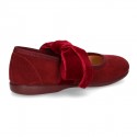 New Autumn winter canvas Mary Jane shoes with ties closure with Velvet big bow.