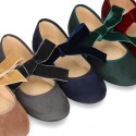 New Autumn winter canvas Mary Jane shoes with ties closure with Velvet big bow.