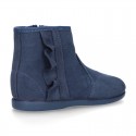 New Ankle boot shoes with RUFFLES in Serratex autumn-winter canvas.