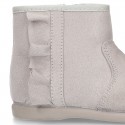 New Ankle boot shoes with RUFFLES in Serratex autumn-winter canvas.