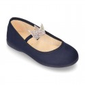 Special autumn winter canvas Ballet flat shoes with CROWN design.