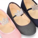 Special autumn winter canvas Ballet flat shoes with CROWN design.