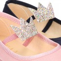 Special autumn winter canvas Ballet flat shoes with CROWN design.