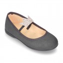 Special autumn winter canvas Ballet flat shoes with CROWN design.