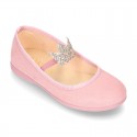 Special autumn winter canvas Ballet flat shoes with CROWN design.