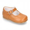 New Classic Nappa Leather Little Mary Jane shoes with buckle fastening in cowhide color.