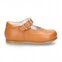 New Classic Nappa Leather Little Mary Jane shoes with buckle fastening in cowhide color.