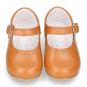 New Classic Nappa Leather Little Mary Jane shoes with buckle fastening in cowhide color.