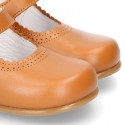 New Classic Nappa Leather Little Mary Jane shoes with buckle fastening in cowhide color.