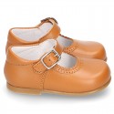 New Classic Nappa Leather Little Mary Jane shoes with buckle fastening in cowhide color.