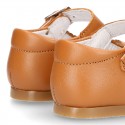 New Classic Nappa Leather Little Mary Jane shoes with buckle fastening in cowhide color.