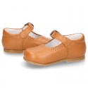 New Classic Nappa Leather Little Mary Jane shoes with buckle fastening in cowhide color.
