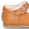 New Classic Nappa Leather Little Mary Jane shoes with buckle fastening in cowhide color.