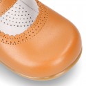 New Classic Nappa Leather Little Mary Jane shoes with buckle fastening in cowhide color.