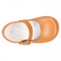 New Classic Nappa Leather Little Mary Jane shoes with buckle fastening in cowhide color.