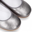 Soft Metal Nappa leather little Mary Janes Gilda style.