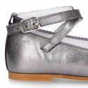 Soft Metal Nappa leather little Mary Janes Gilda style.