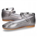 Soft Metal Nappa leather little Mary Janes Gilda style.