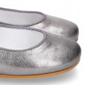 Soft Metal Nappa leather little Mary Janes Gilda style.