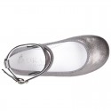 Soft Metal Nappa leather little Mary Janes Gilda style.