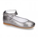 Soft Metal Nappa leather little Mary Janes Gilda style.