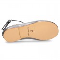 Soft Metal Nappa leather little Mary Janes Gilda style.
