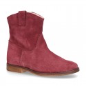 Suede leather ankle boots countryside style with classic design.