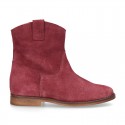 Suede leather ankle boots countryside style with classic design.