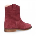 Suede leather ankle boots countryside style with classic design.