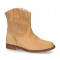 Suede leather ankle boots countryside style with classic design.