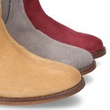 Suede leather ankle boots countryside style with classic design.