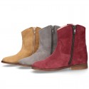 Suede leather ankle boots countryside style with classic design.