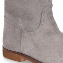 Suede leather ankle boots countryside style with classic design.