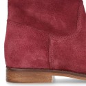 Suede leather ankle boots countryside style with classic design.