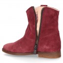 Suede leather ankle boots countryside style with classic design.